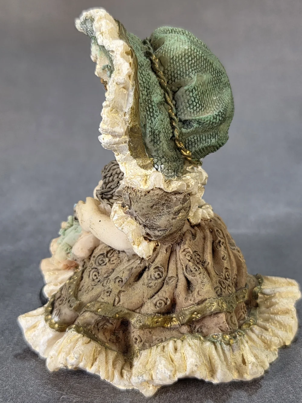 Decorative Porcelain Girl Figurine in Cream and Brown - Classic Table Accent